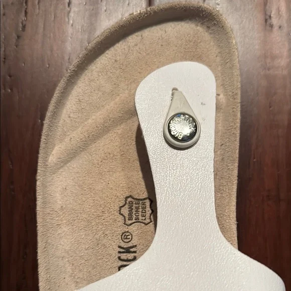 Birkenstock White Sandals Two-Strap Cork Footbed - Picture 4 of 6